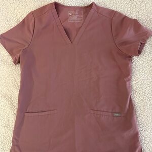 Figs Dusty Rose Short Sleeve Scrub Top
